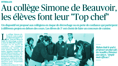Article dans la Provence : Les élèves ESPOIR font leur « Top Chef » au collège !