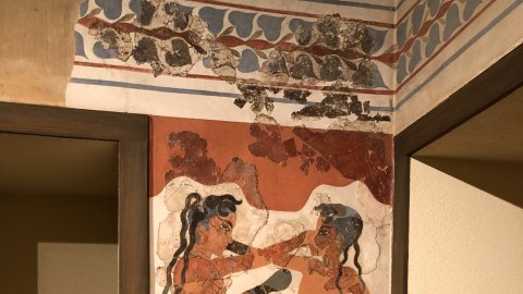 Fresque des boxeurs au musée archéologique d'Athènes