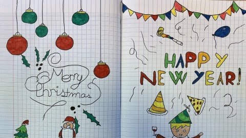 CHRISTMAS AND HAPPY NEW YEAR COPY BOOK DECORATION