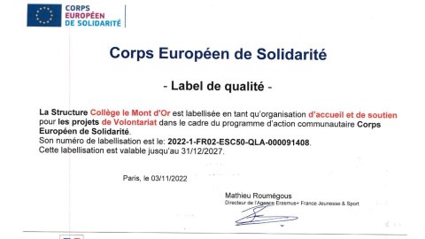 Label Corps Europen de Solidarité