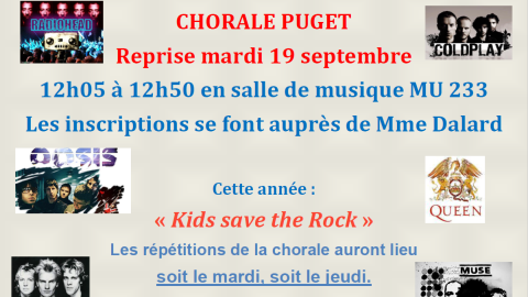 Informations Chorale 2023-2024 : Kids Save the Rock !!! (par Mme (...)