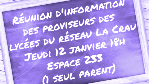 Réunion d'information des lycées du réseau La Crau - 12 janvier