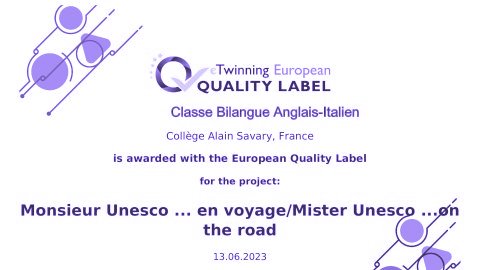 Classe Bilangue - Label Qualité Européen