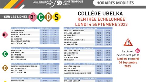 RENTREE 2023 : ADAPTATION HORAIRE BUS SCOLAIRE