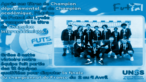 L'équipe de Futsal du Lycée Championne Interacadémique