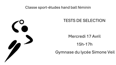Classe sport-études handball féminine - Tests de sélection