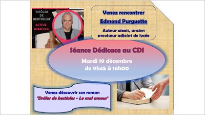 CDI_Séance dédicace - Edmond Purguette - Mardi 19 décembre de 9h45 à 16h